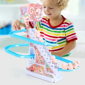 Racing Car Train Toy Sets DuckPigDinosaurPenguin Climb Stairs Toy